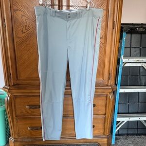 Russell Athletic Light Gray Men's Baseball Pants with Red Piping